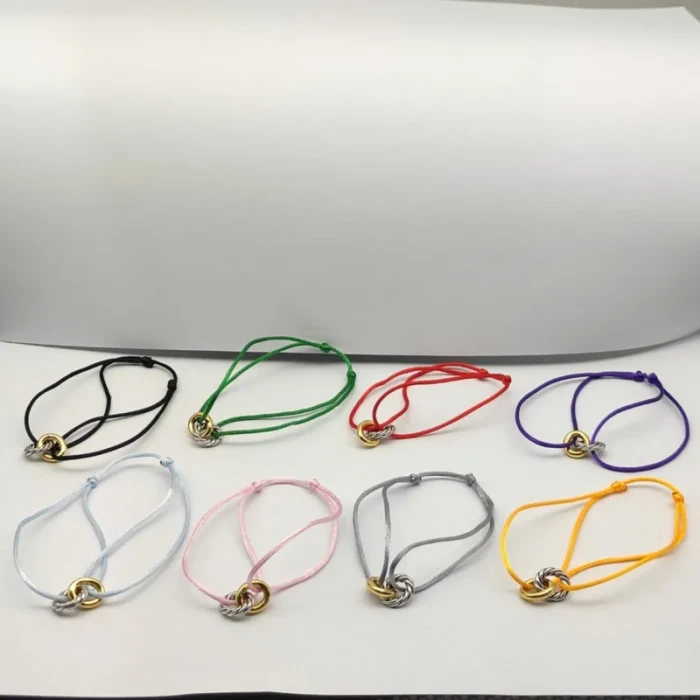 David Yurman Light Blue Double Ring Nylon Cord Bracelet
