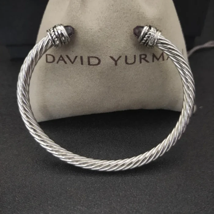 David Yurman 5mm Cable Classics Rotating Purple Diamond Cuff Bracelet