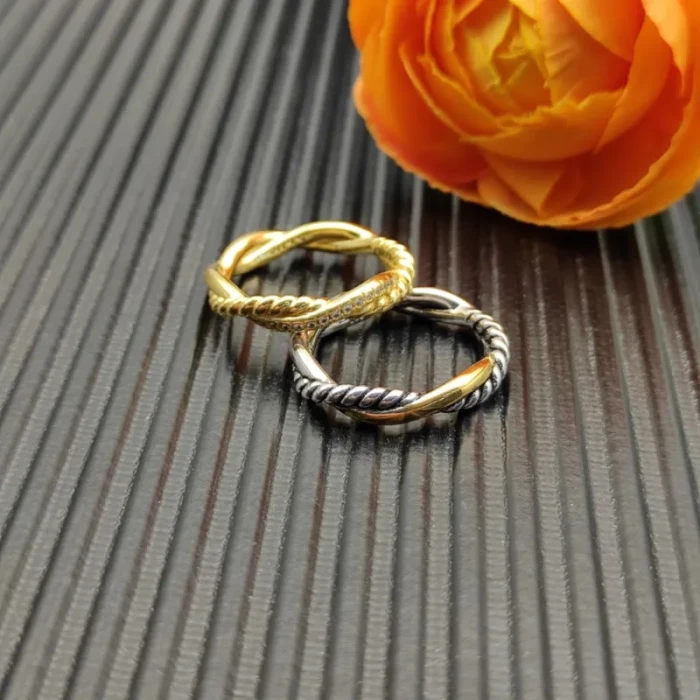 David Yurman Gold Pavé Interwoven Love Ring