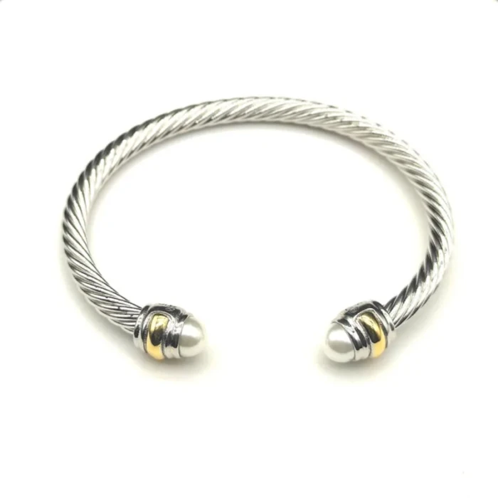 David Yurman Gold and Silver 5mm Pearl Cuff Bracelet