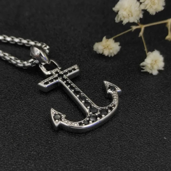 David Yurman Maritime Anchor Black Diamond Necklace