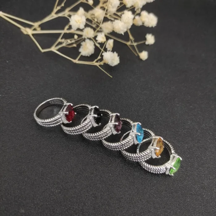 David Yurman Small Pavé Green Diamond Rings Multicolor