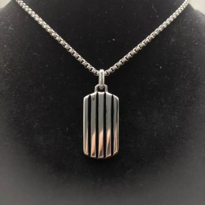 David Yurman Sterling Silver Streamlined Rectangular Tag Necklace