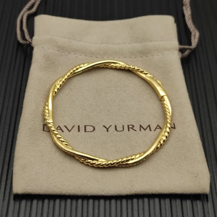 David Yurman 4.4mm Gold Small Infinity Interwoven Bangle Bracelet