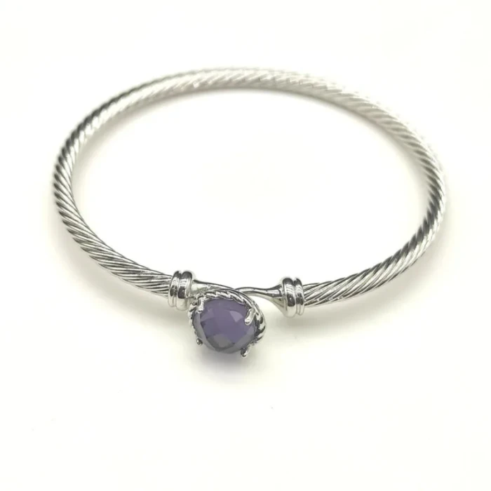 David Yurman 3mm Purple Diamond Cable Cuff Bracelet