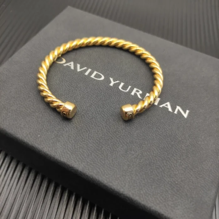 David Yurman 6mm Gold Round-End Cable Cuff Bracelet