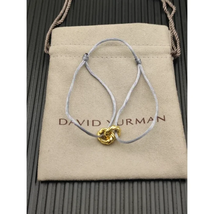 David Yurman Grey Double Ring Gold Nylon Cord Bracelet