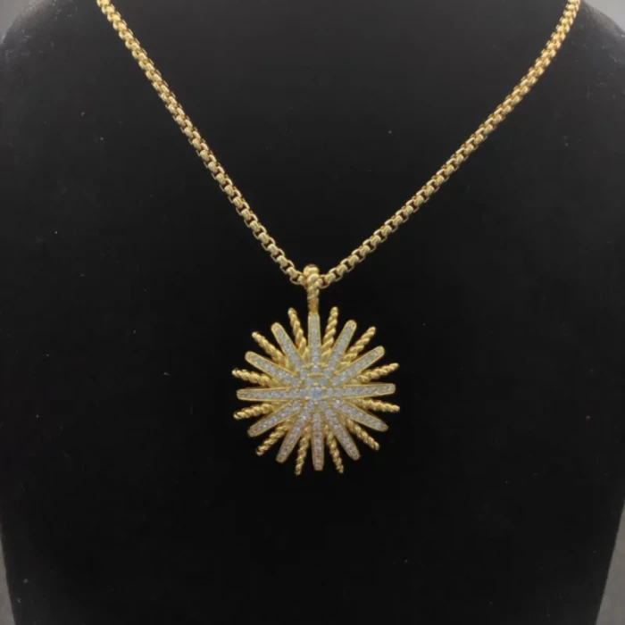 David Yurman Gold Sunflower Cable Pavé Diamond Necklace