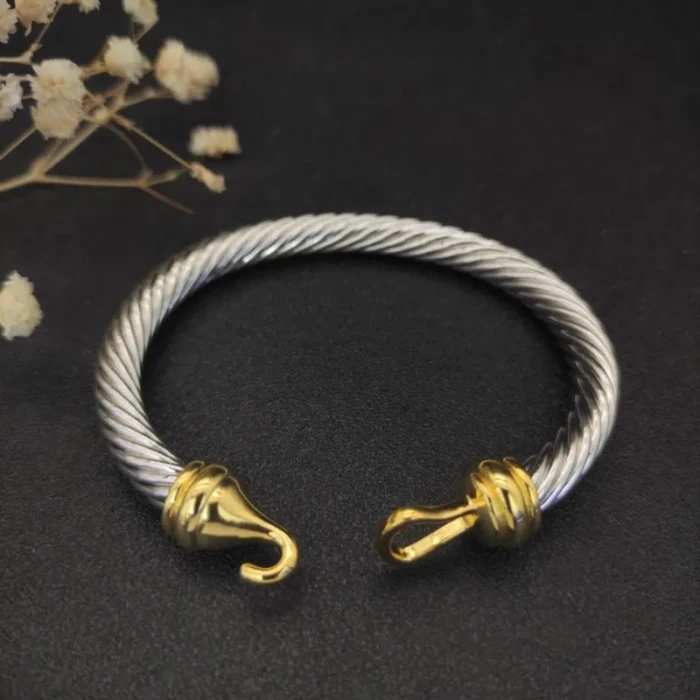 David Yurman Gold Tone 7mm Hook End Cuff Bracelet