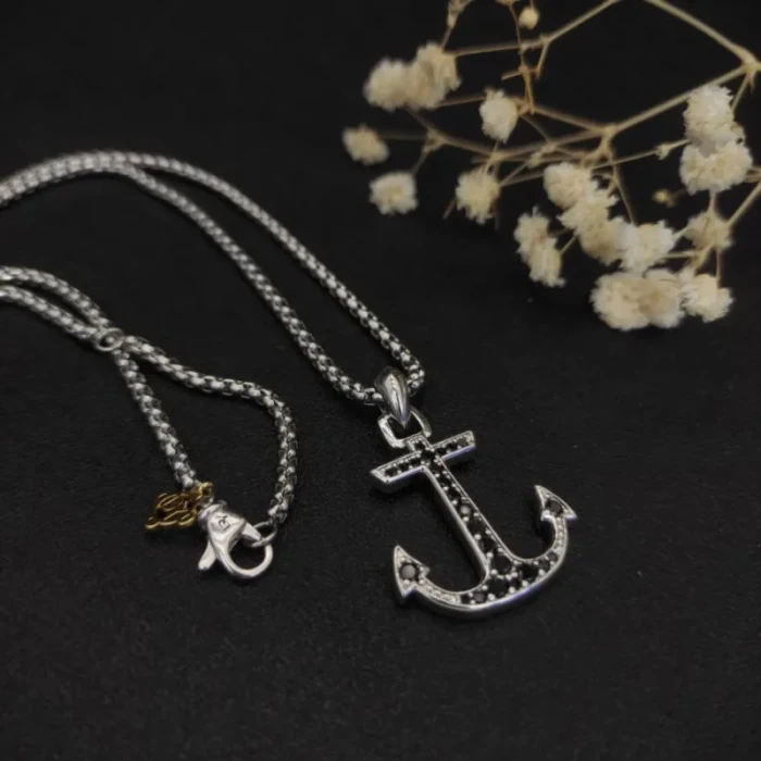 David Yurman Maritime Anchor Black Diamond Necklace