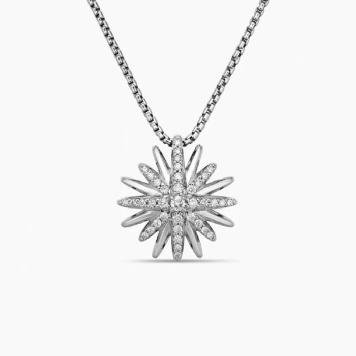 David Yurman Sterling Silver 19mm Sunflower Pendant Necklace