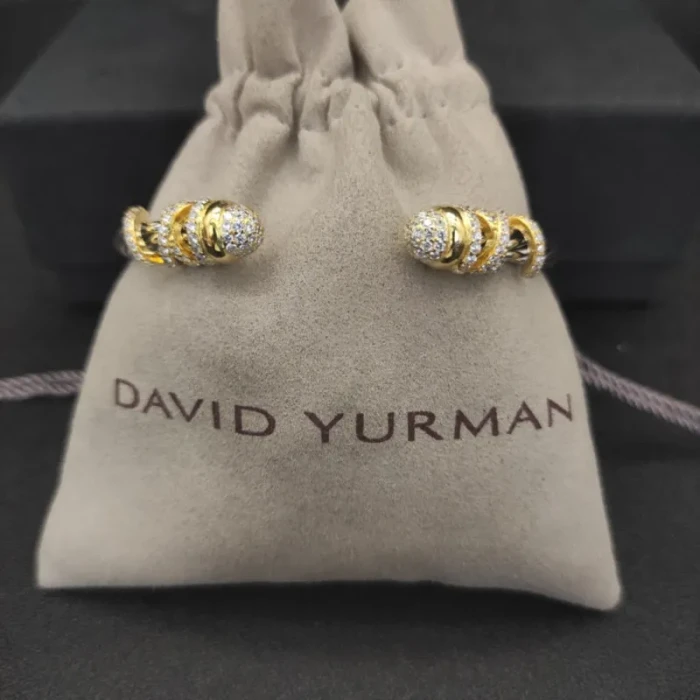 David Yurman 4mm Twisted Cable Pavé Diamond Cuff Bracelet