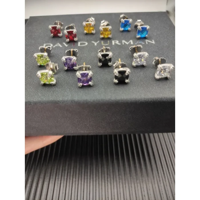 David Yurman 8mm Four-Prong Red Diamond Stud Earrings