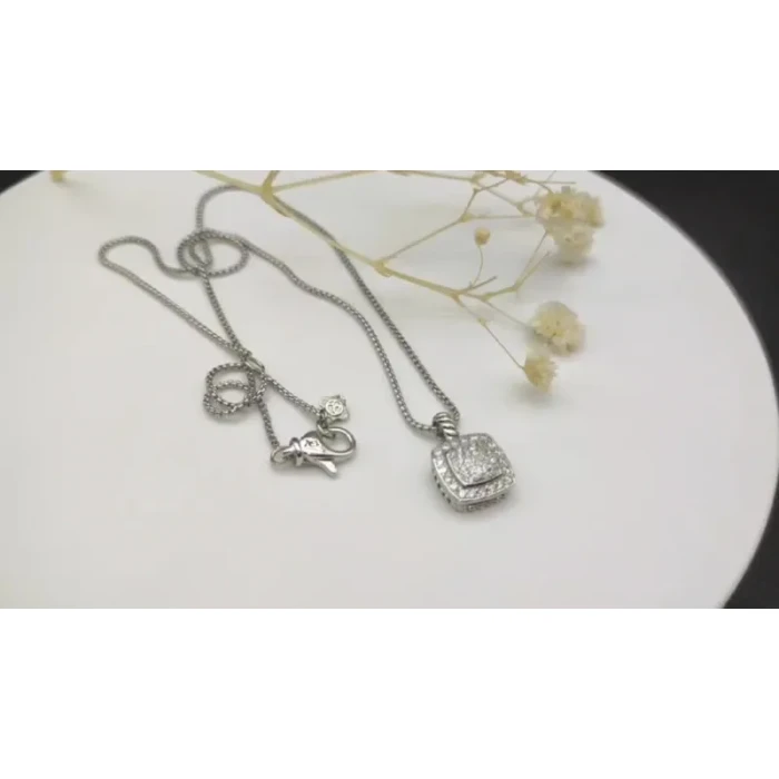 David Yurman 7mm Cushion-Cut Fully Pavé Diamond Necklace
