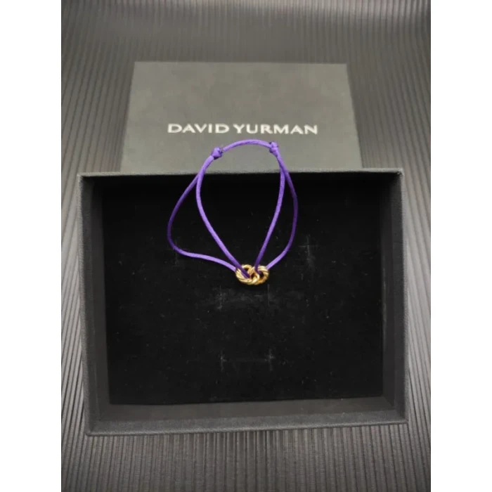 David Yurman Purple Double Ring Gold Nylon Cord Bracelet