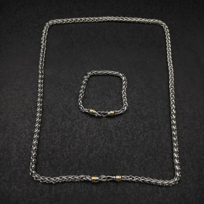 David Yurman 6mm Gold and Silver Hook Clasp Necklace