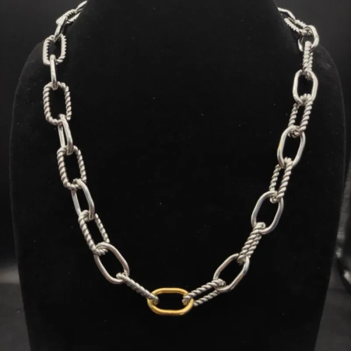 David Yurman Silver and Gold Madison Chain Necklace