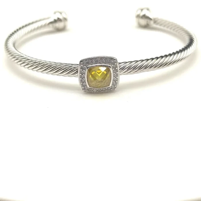 David Yurman 4mm Square Pavé Cable Bracelet with Yellow Diamonds