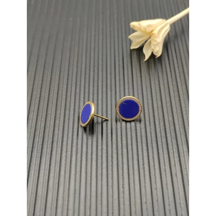 David Yurman 14mm Gold Turquoise Diamond Circle Stud Earrings