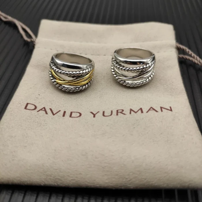 David Yurman Silver Double Cylinder Cross Ring