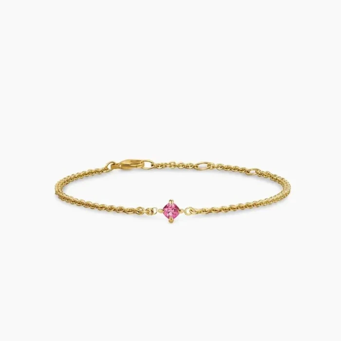 David Yurman 4mm Gold Single Stone Pink Diamond Bracelet