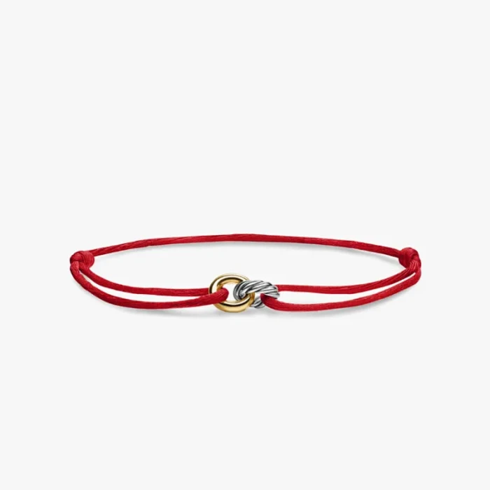 David Yurman Red Double Ring Nylon Cord Bracelet