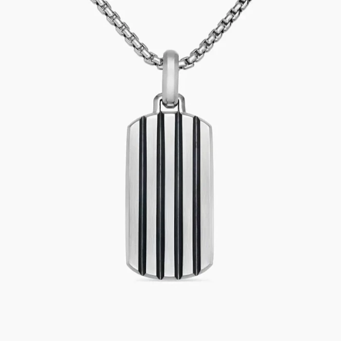 David Yurman Sterling Silver Streamlined Rectangular Tag Necklace