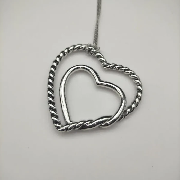 David Yurman 38mm Double Heart Silver Necklace