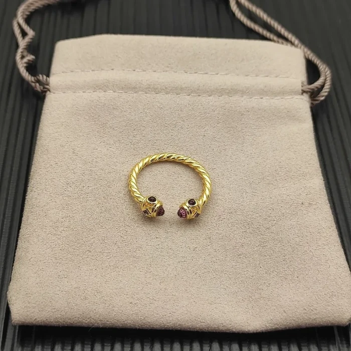 David Yurman 2.3mm Gold Renaissance Pavé Purple Diamond Ring