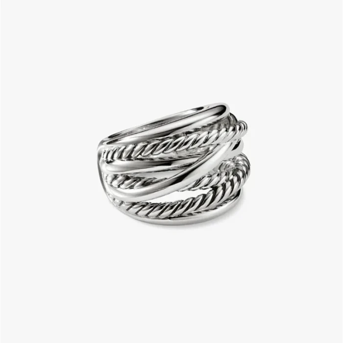 David Yurman Silver Double Cylinder Cross Ring