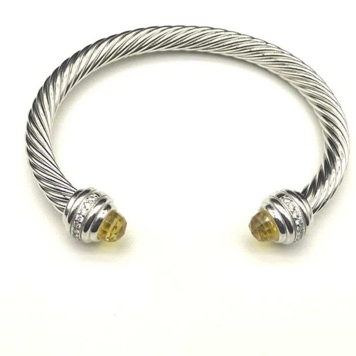 David Yurman 7mm Yellow Diamond-Set Cable Cuff Bracelet
