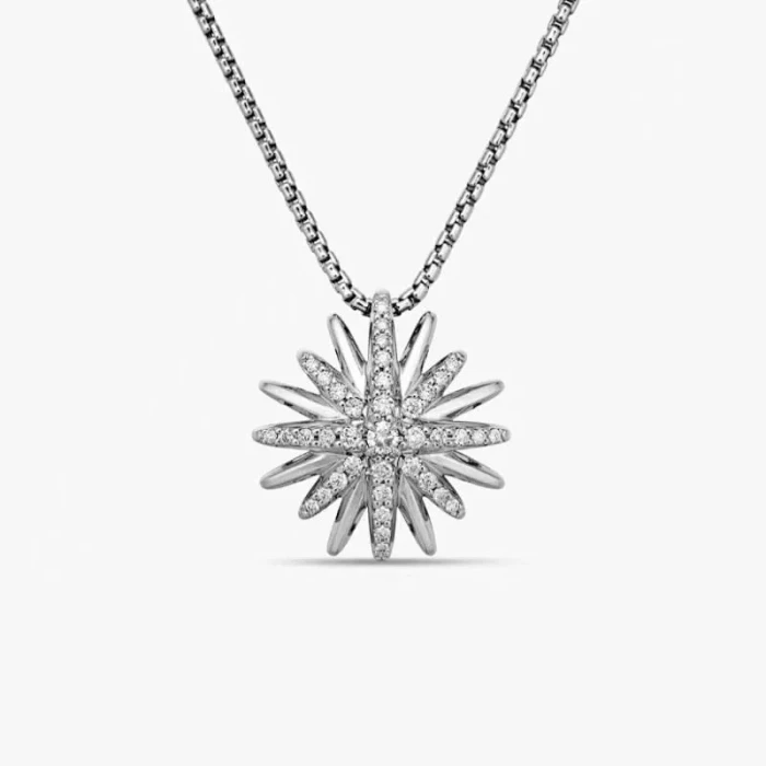 David Yurman Sterling Silver 19mm Sunflower Pendant Necklace