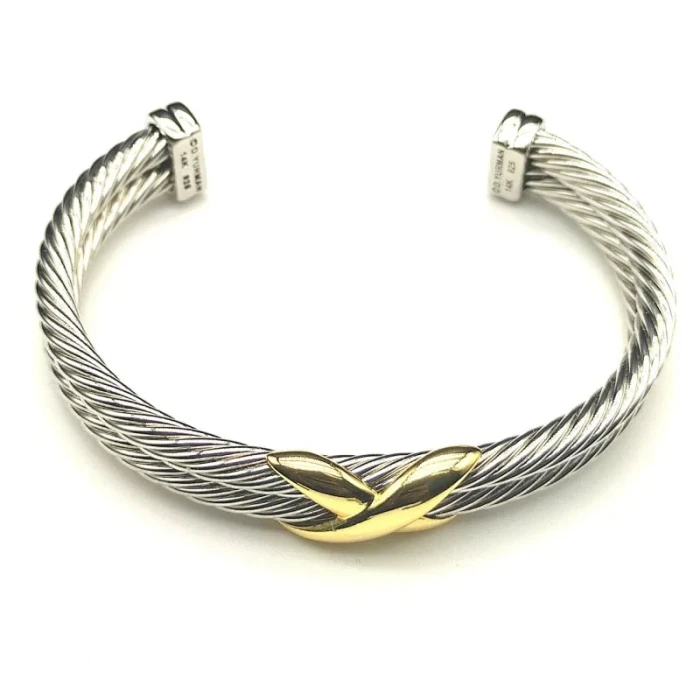 David Yurman 10mm Cable Cuff Bracelet with Single X Station Accent