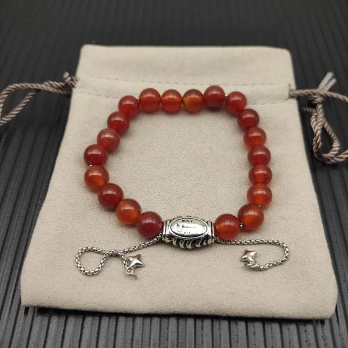 David Yurman 8mm Stretch Red Agate Bracelet