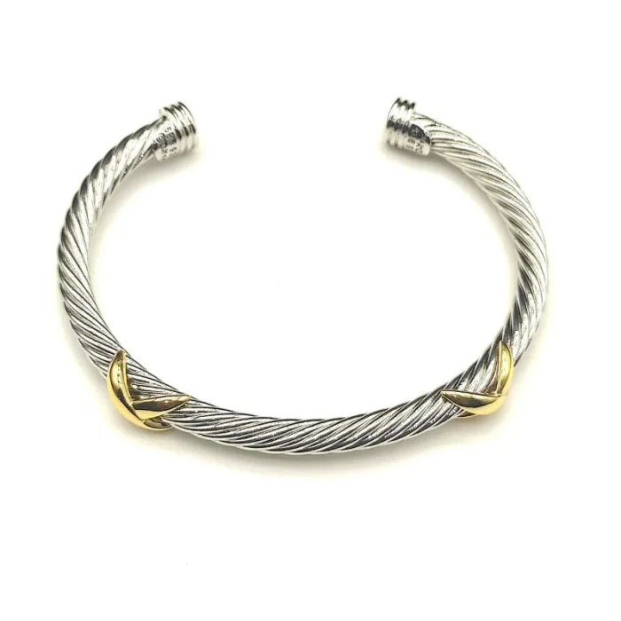 David Yurman 5mm Cable Cuff Bracelet with Double X Station Accent