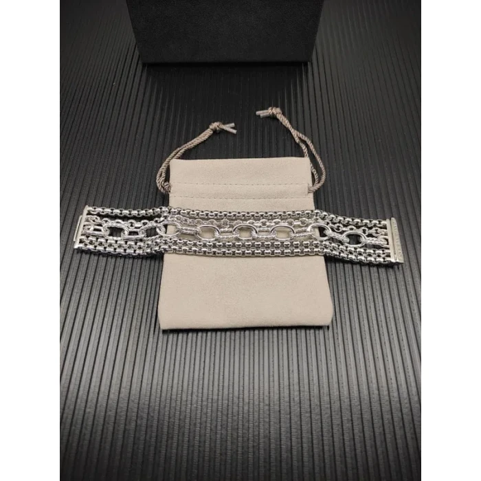 David Yurman Silver-Tone 29mm Multi-Row Chain Bracelet