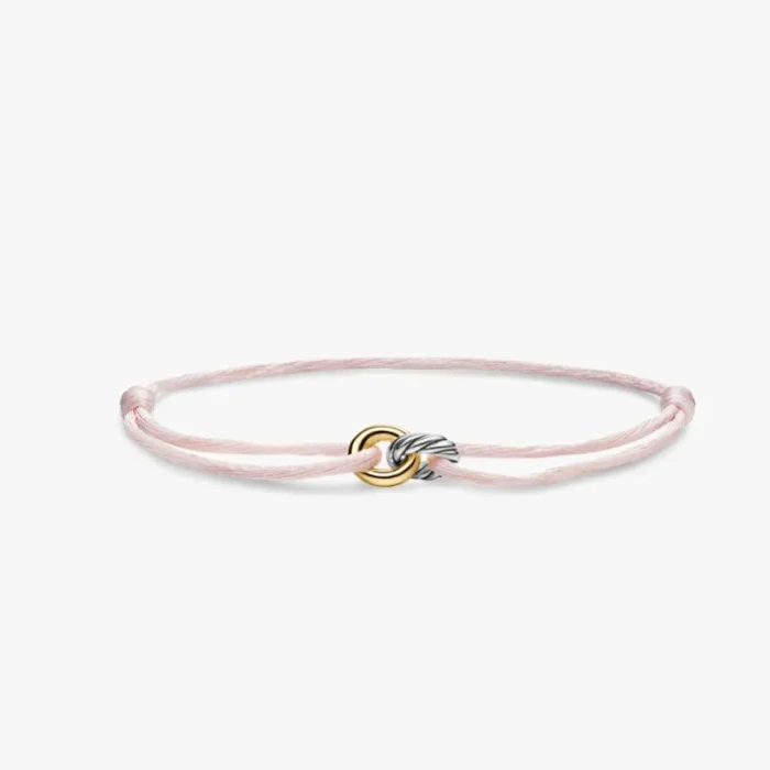 David Yurman Pink Double Ring Nylon Cord Bracelet