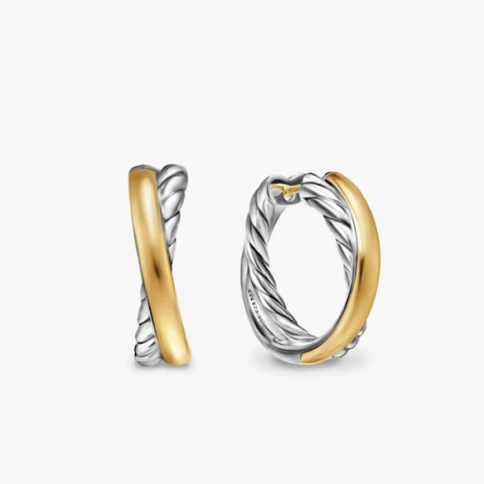 David Yurman 22x6.6mm Cable Single Strand Hoop Earrings