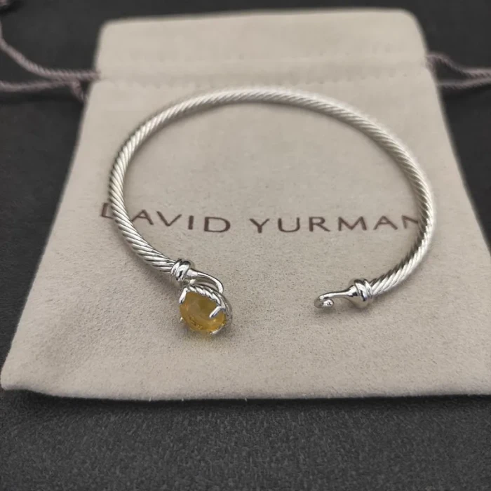 David Yurman 3mm Yellow Diamond Cable Cuff Bracelet