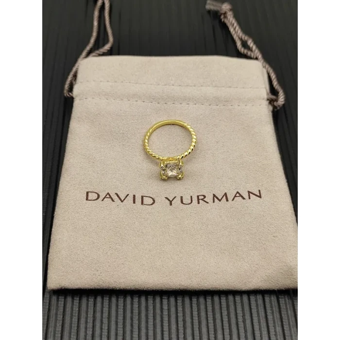 David Yurman Gold 8mm Four-Prong White Diamond Ring