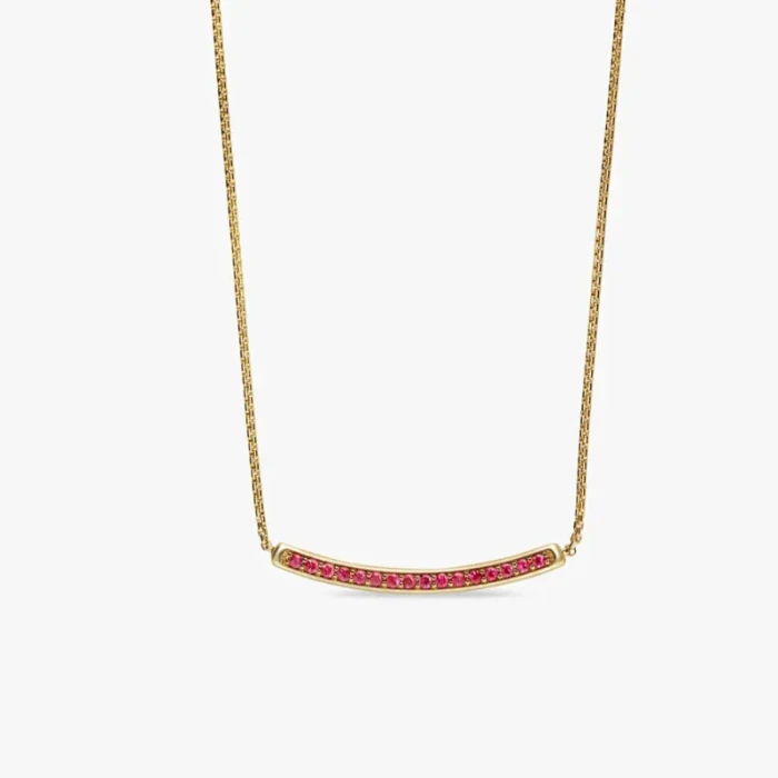 David Yurman 1.7mm Pavé Bar Red Diamond Necklace