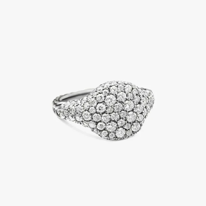 David Yurman 10mm Sterling Silver Pavé White Diamond “New York Light” Ring
