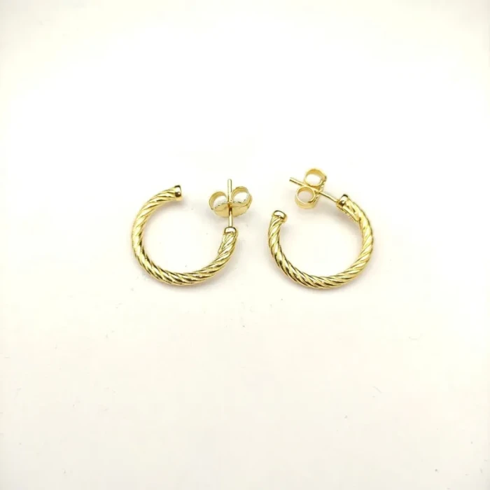 David Yurman Gold Petite Single Twisted Cable Hoop Earrings