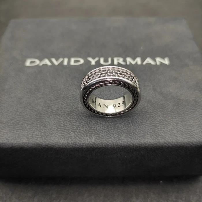David Yurman 8.5mm Twisted Cable Full Pavé Black Diamond Ring