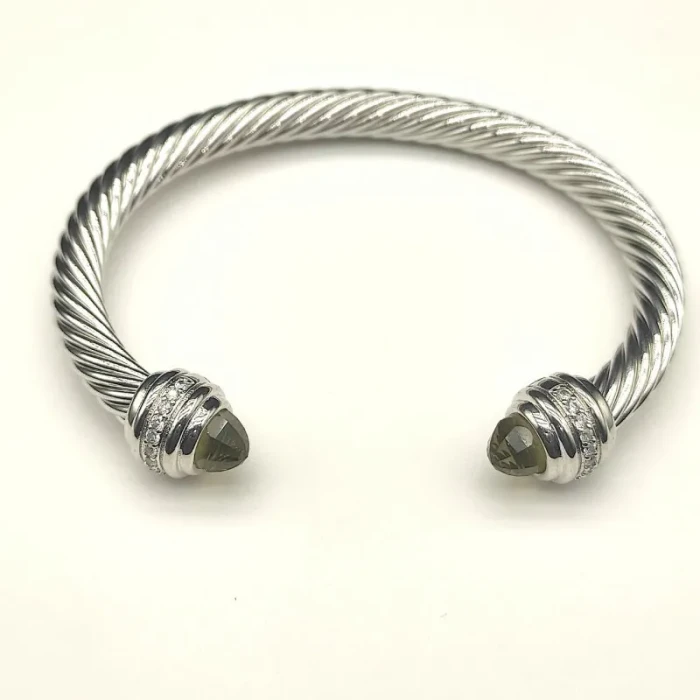 David Yurman 7mm Brown Diamond-Set Cable Cuff Bracelet