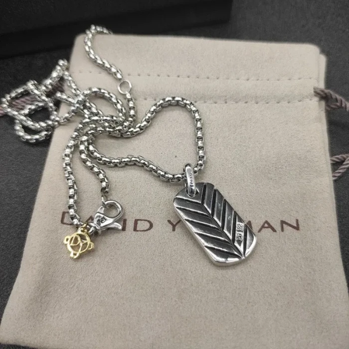 David Yurman Pavé White Diamond Tag Necklace