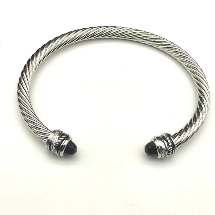 David Yurman 5mm Cable Classics Rotating Black Diamond Cuff Bracelet