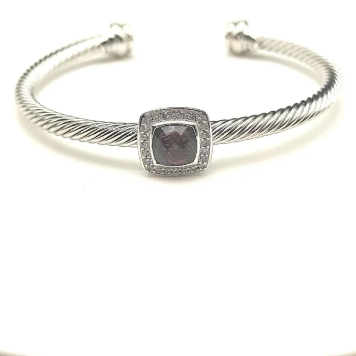 David Yurman 4mm Square Pavé Cable Bracelet with Purple Diamonds