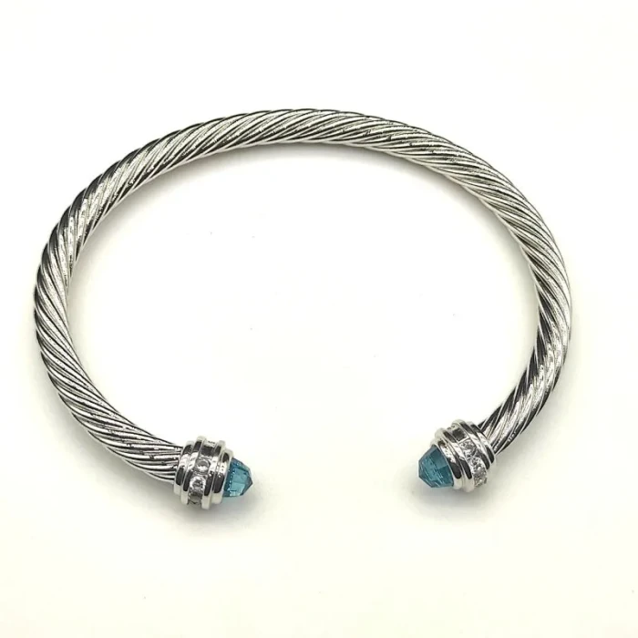 David Yurman 5mm Cable Classics Blue Sapphire End Cuff Bracelet
