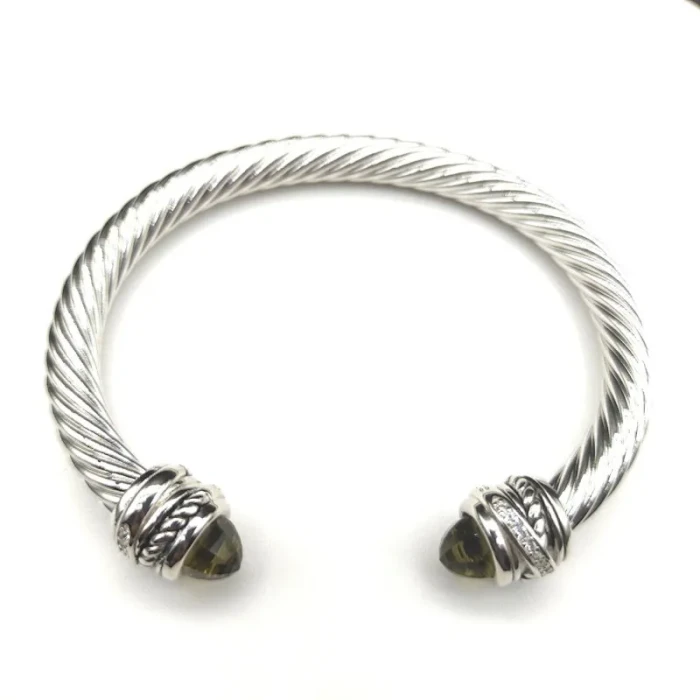 David Yurman 7mm Cable Bracelet with Rotating Purple Pavé End Caps